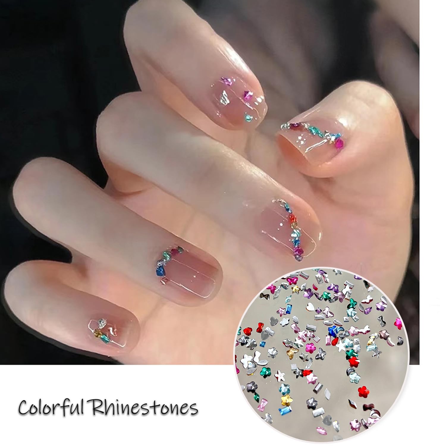 1440Pcs Mini Nail Rhinestones Colorful Nail Art Charms Multi Shape Crystal Ch…