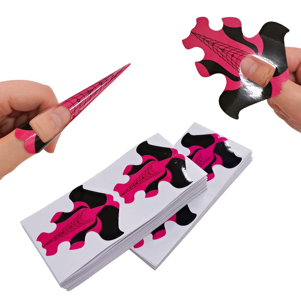 VNC 200 Pcs Nail Form Guide Stickers Goldfish Shaped Nail Extension Tips -Adh…