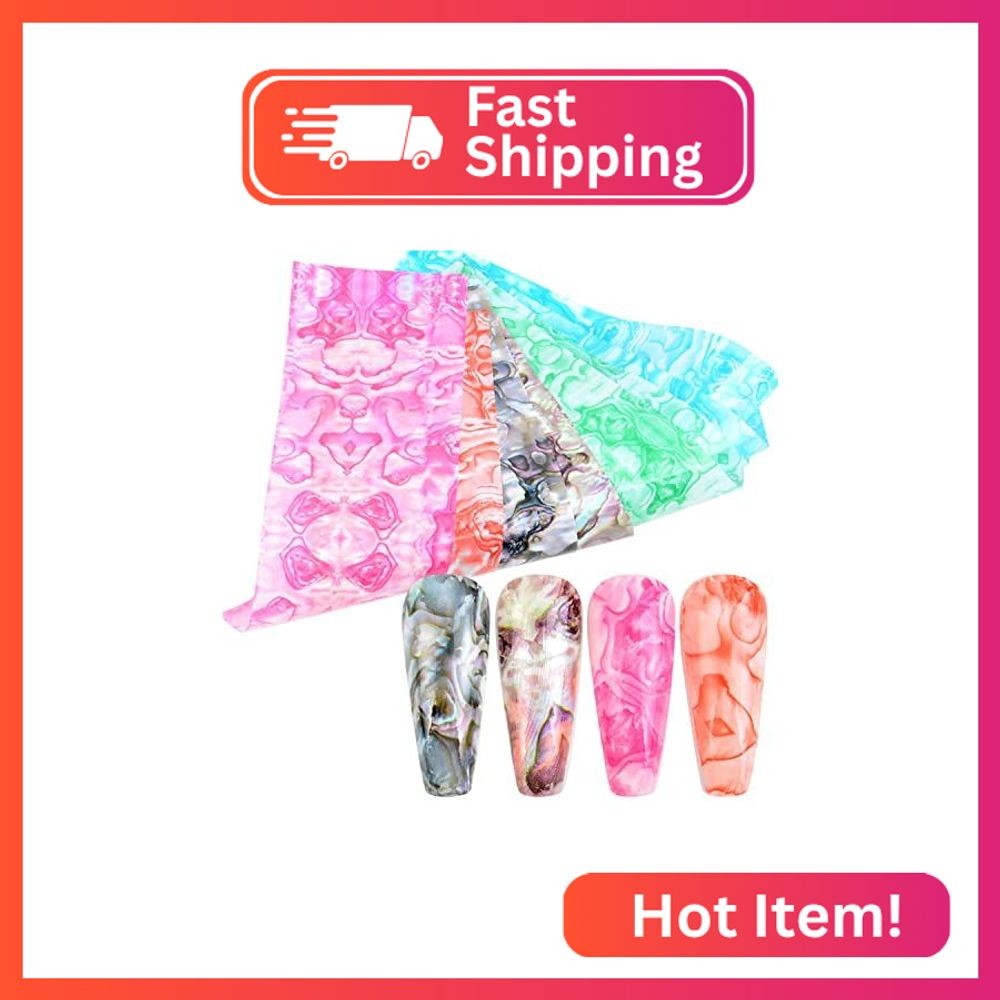 JERCLITY 150 Pieces Nail Art Foil Transfer Sticker Set Marbling Leopard Print Fl