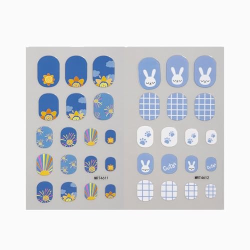 Colorful Nail Stickers Self Adhesive Full Nails Wraps Cute Cartoon Style-46