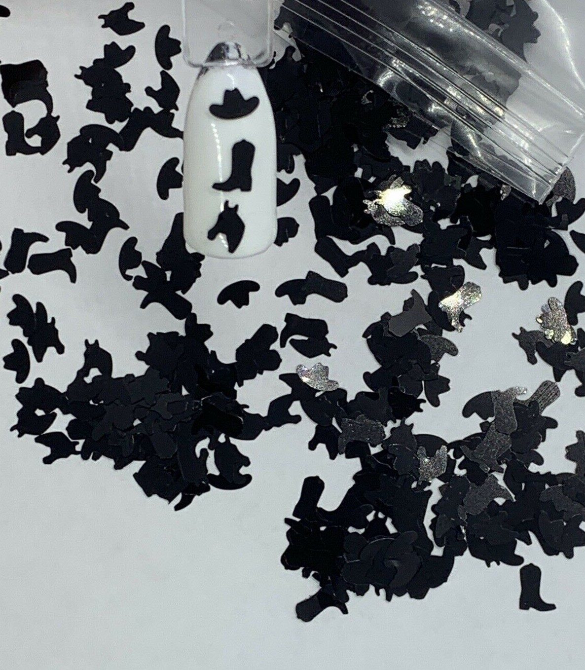 Country Black Horse,Cowboy Hat and Boot Glitter | 1 TSP | Gel Nail Art & Acrylic