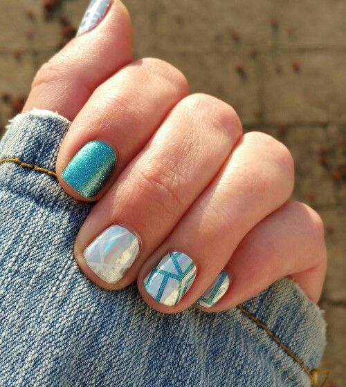 Jamberry Nail Wraps ~ HALF SHEET ~ JADED Teal Winter Sparkle