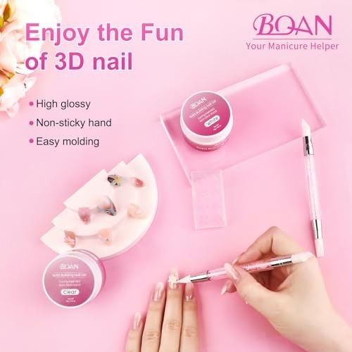 3D Sculpting Gel for Nail Art 2Pcs, White & Clear Solid Builder Gel | Non-Sticky
