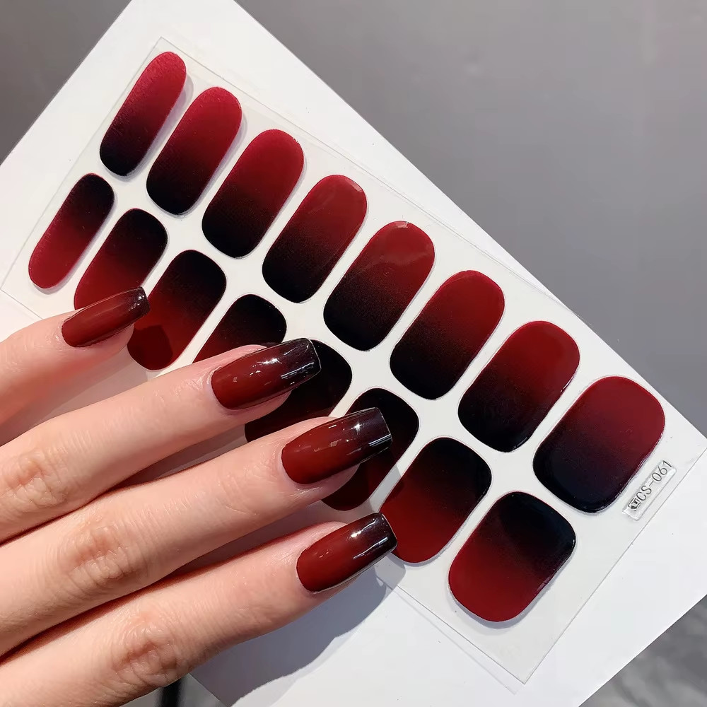 Semi-Cured Gel Nail Stickers Solid Color Nail Semi-Baked Tips Full Paste Nail De