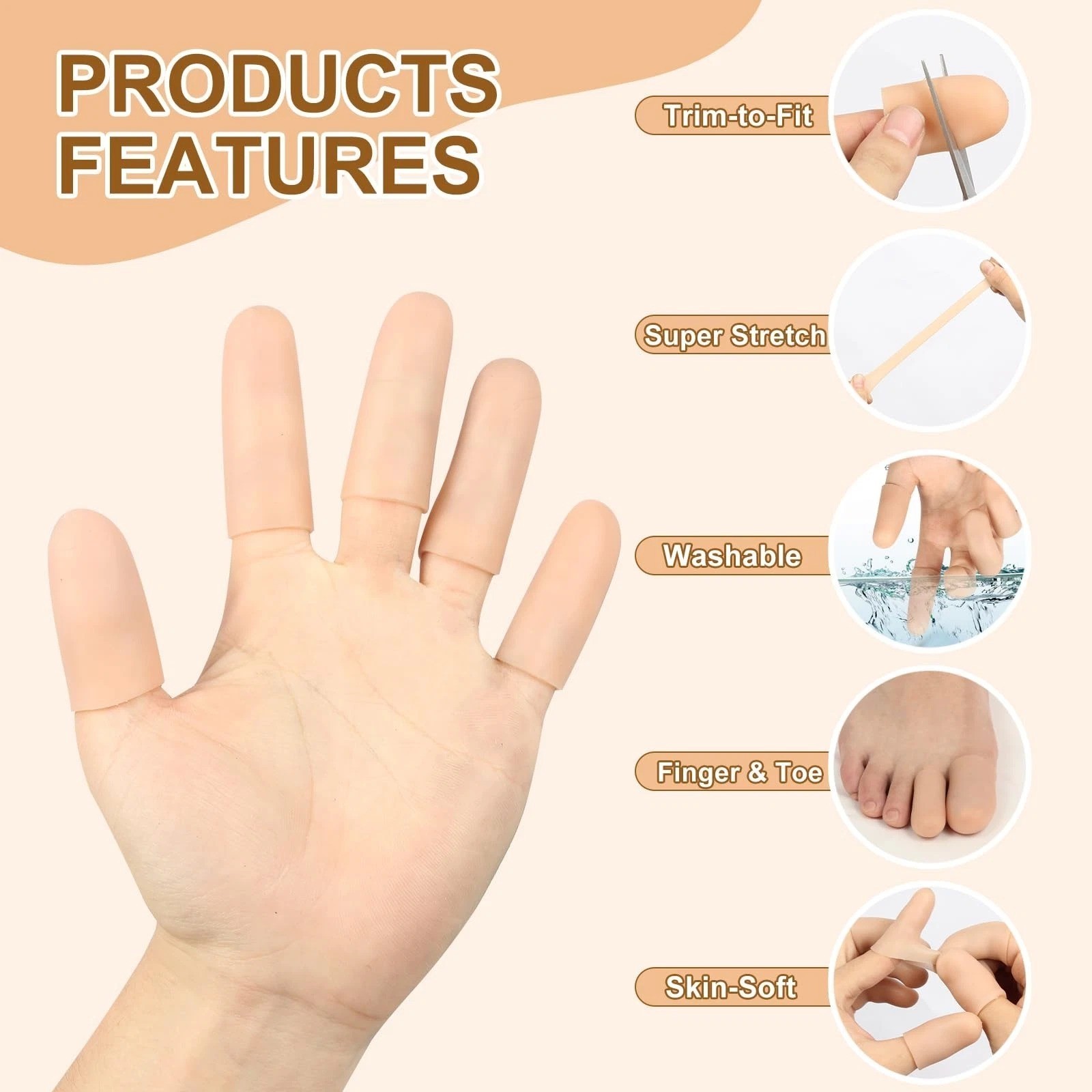 20 Pcs Gel Finger Cots – Reusable Silicone Finger Protectors & Thumb Cots,