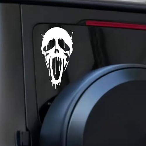 2pcs Ghost Horror Stickers, 3.74″x7.09″, Suitable for Car Windows, White