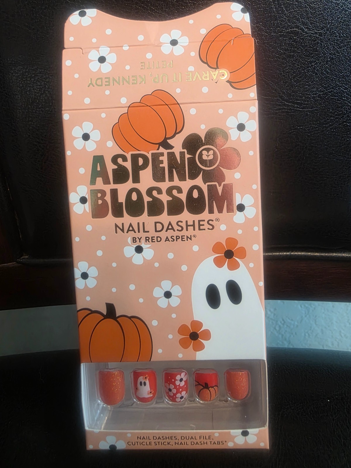 Red Aspen Press On Nails- PETITE Carve It Up Kennedy-Halloween- Glow In The Dark