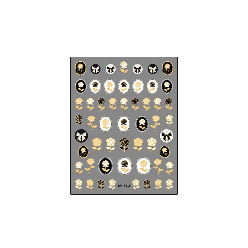 5D Gold Rose Nail Stickers, Bear Nail Decals, Flowers Nail Art Stickers(76)