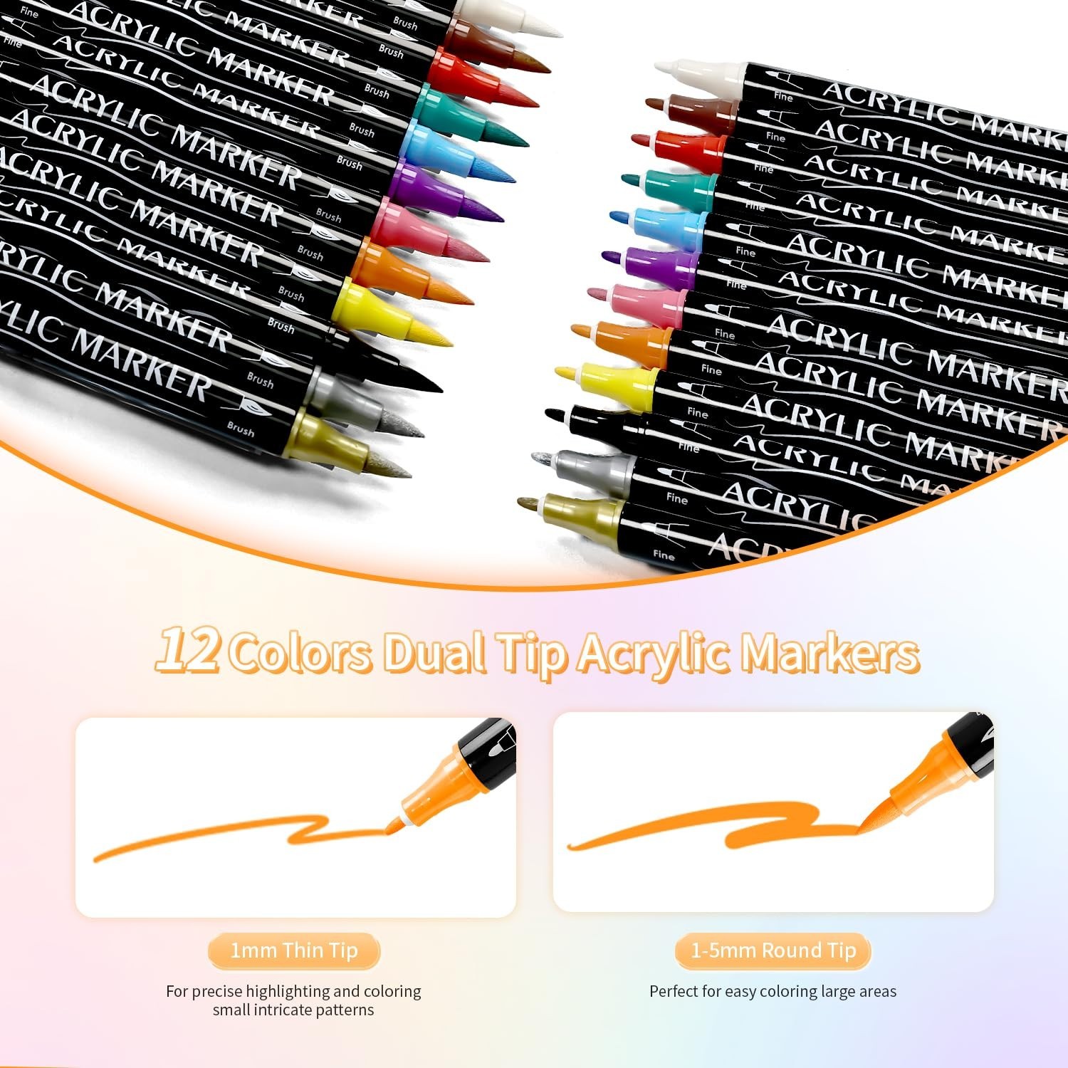 12 Colors Nail Art Pens Set – Double-Ended Acrylic Markers for Intricate Designs