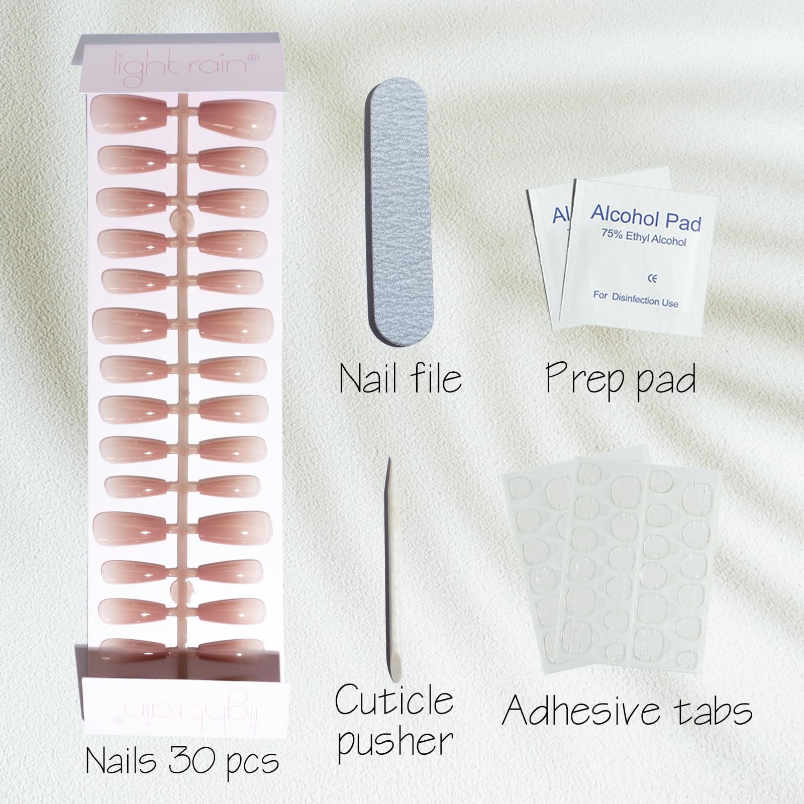 Glossy fake nails – 30 Piece XS S M Sprayed Gel Press on Nails feminine Blush…