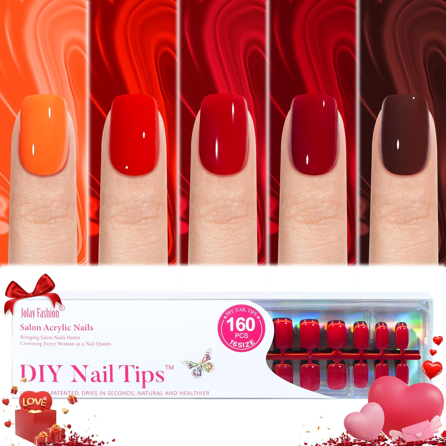 Bt Art Box Press On Nails – 160 PCS Soft Gel Fake Nails Kit for Manicure