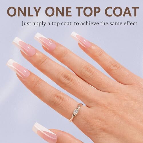 Deep French Gel Nail Tips, 150Pcs French Tip Press Deep French B-Long Square