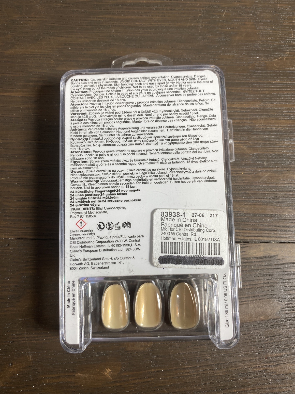 Claire’s Nails Faux False w/Glue Champagne Nude Tan Almond Shape Manicure Set