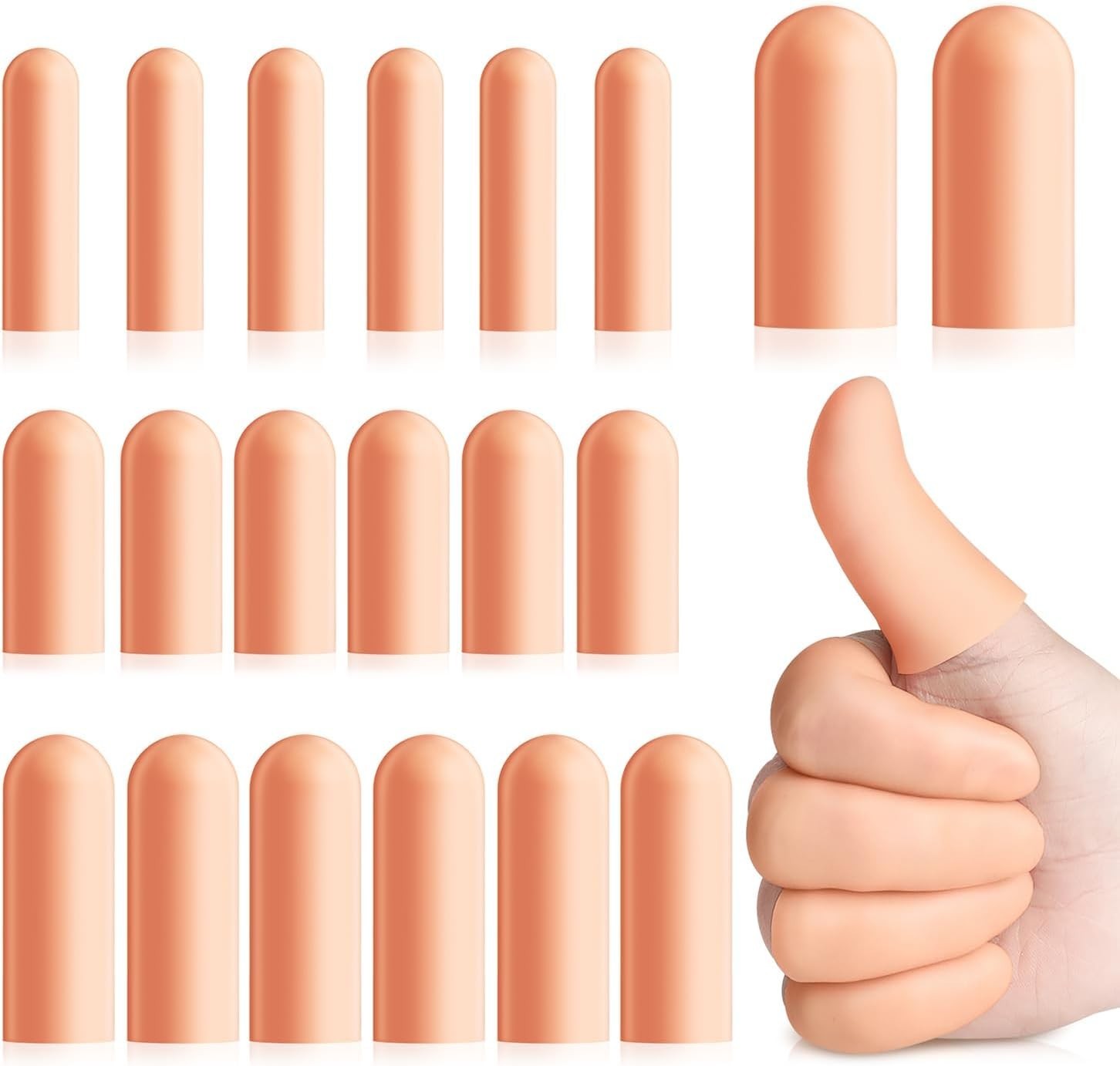 20 Pcs Gel Finger Protectors, Finger Caps Silicone Fingertips Protection, Reuse