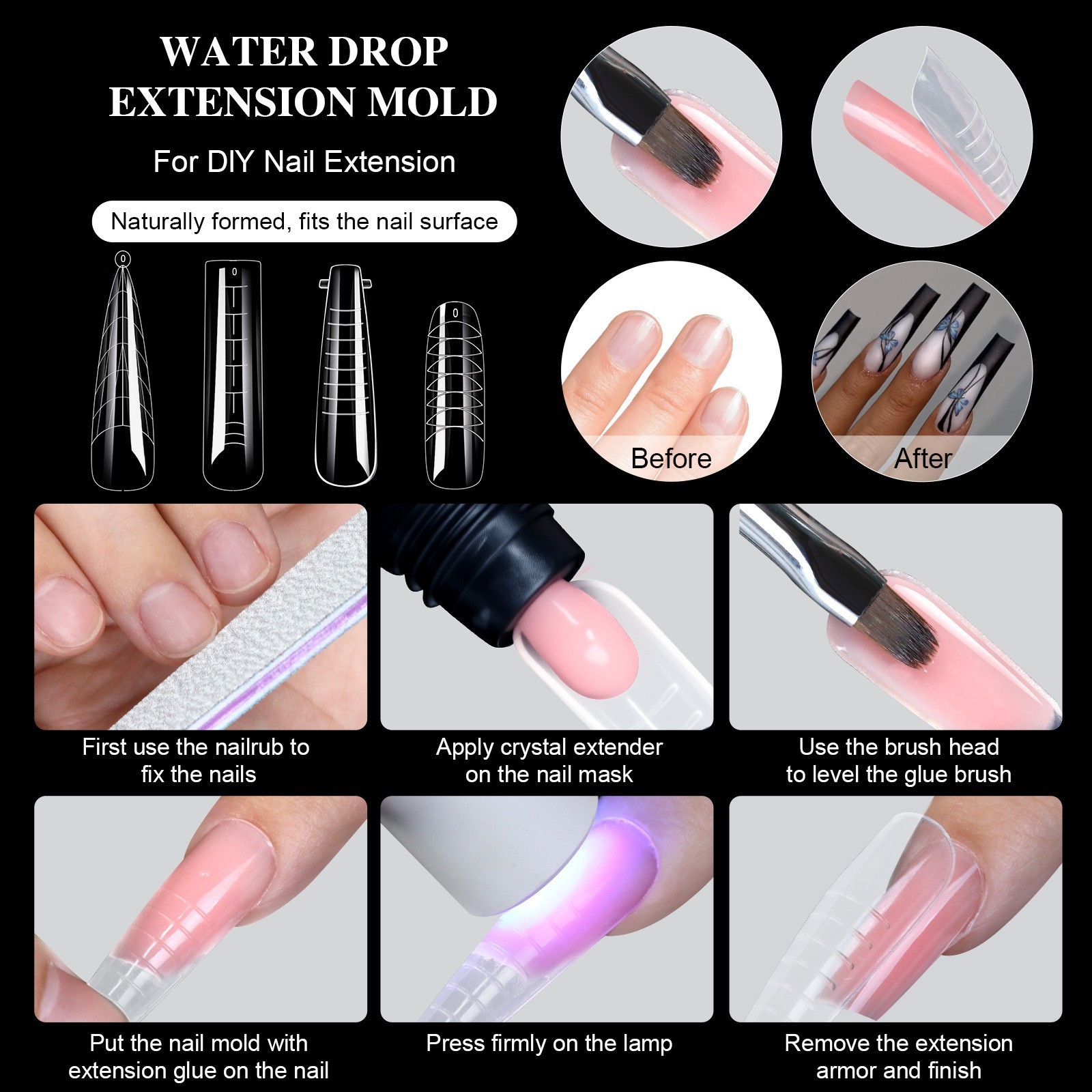 4 IN 1 Dual Nail Forms Molds Set For DIY Nail Extension Tips Manicure Tools