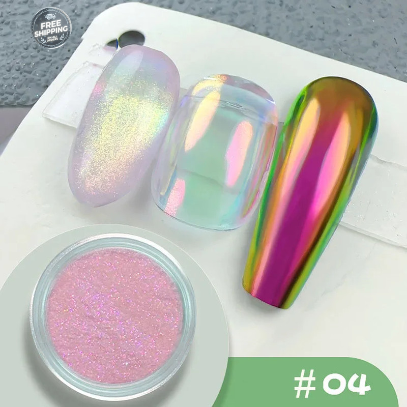 12 Grids Mirror Effect Mermaid Nail Powder Holographic Pearl Chrome Pigment Fine