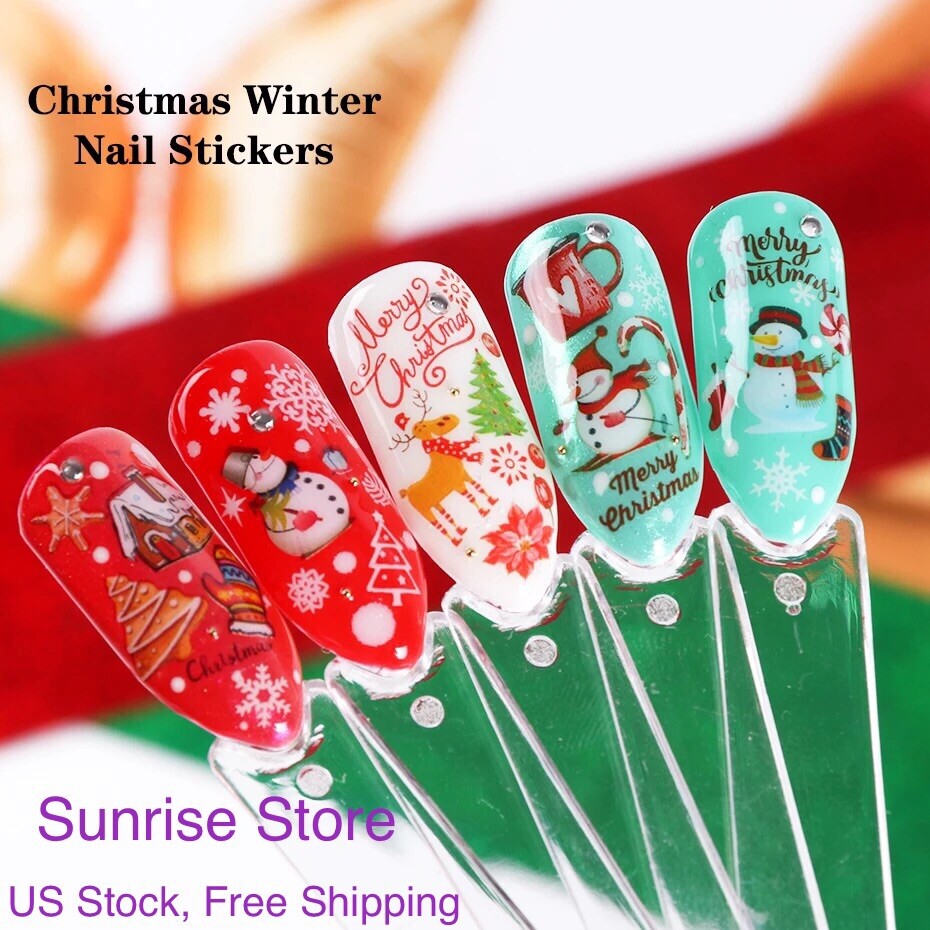 3 Sheets (random) Nail Art Water Transfer Sticker Christmas Santa Snowman Decal