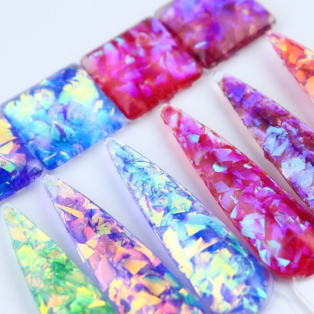 6 Grids Nail Sequins Irregular Colorful Glitter Nail Glass Paper Nail Flakes DIY