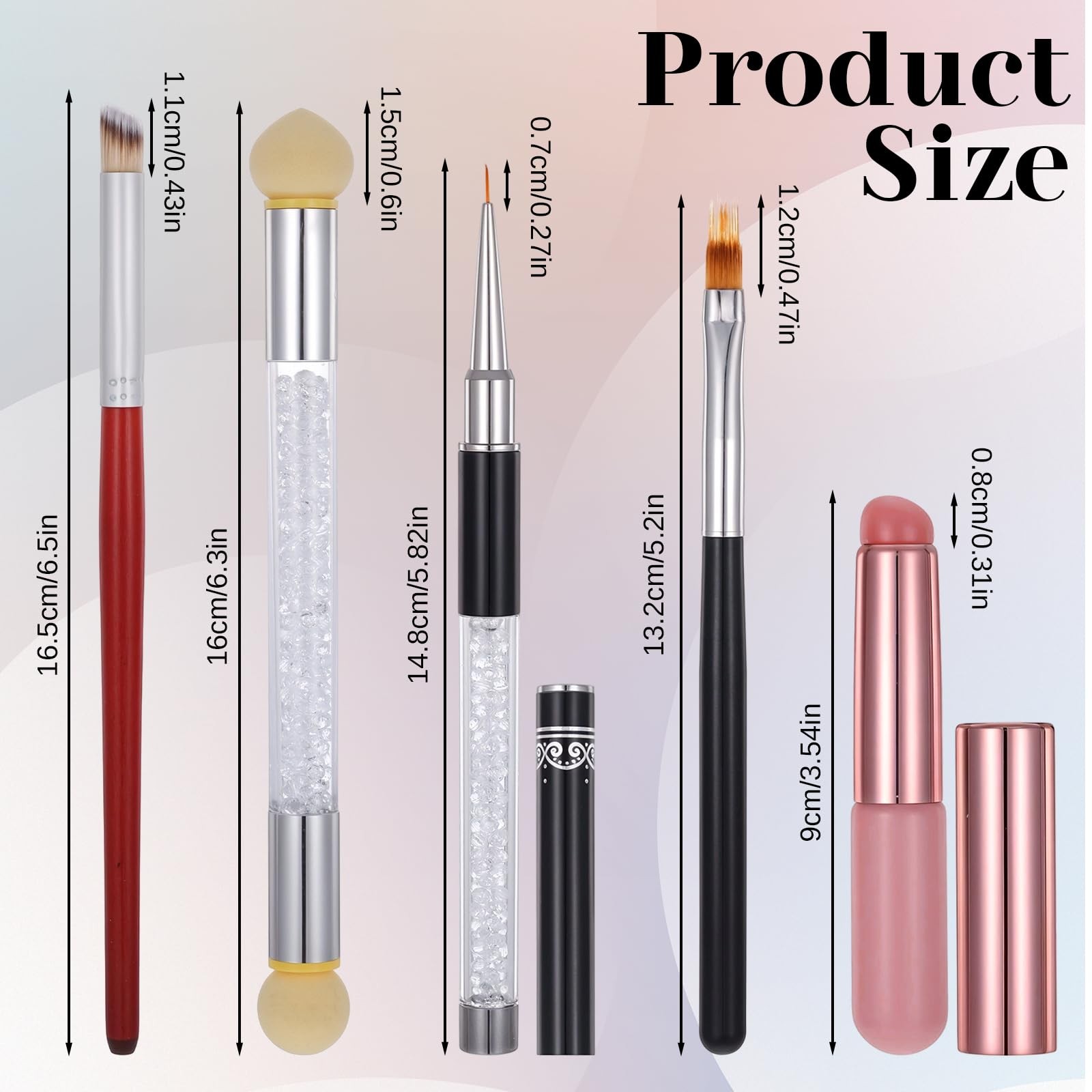 5 Pcs Silicone Nail Brushes, Ombre Nail Brush, Nails Design Brushes, for Grad…