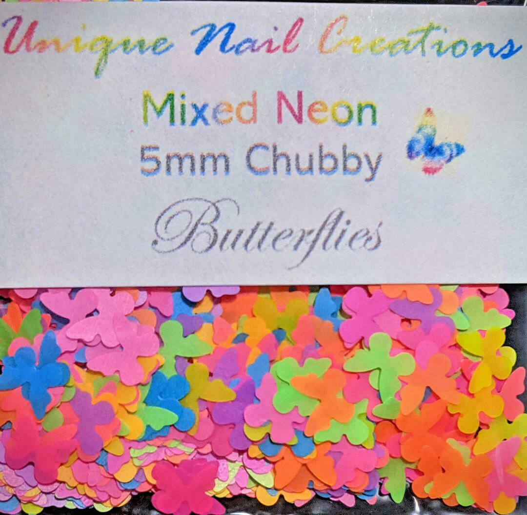 NEON BUTTERFLY Glitter⭐U Choose Color~Nail Art•Acrylic•Gel•Body Art•Face