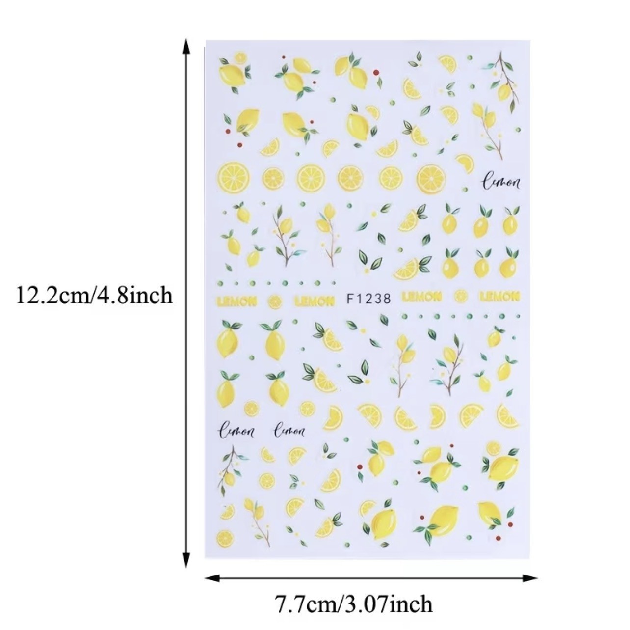 Lemon Nail Stickers Transfers Holiday Decals Summer Fruit Design Yellow F1238