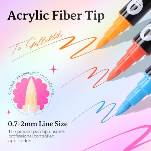 24 Colors Nail Art Pens Set for DIY Nail Art, 0.7mm MarkerPen | Dual-Tip,