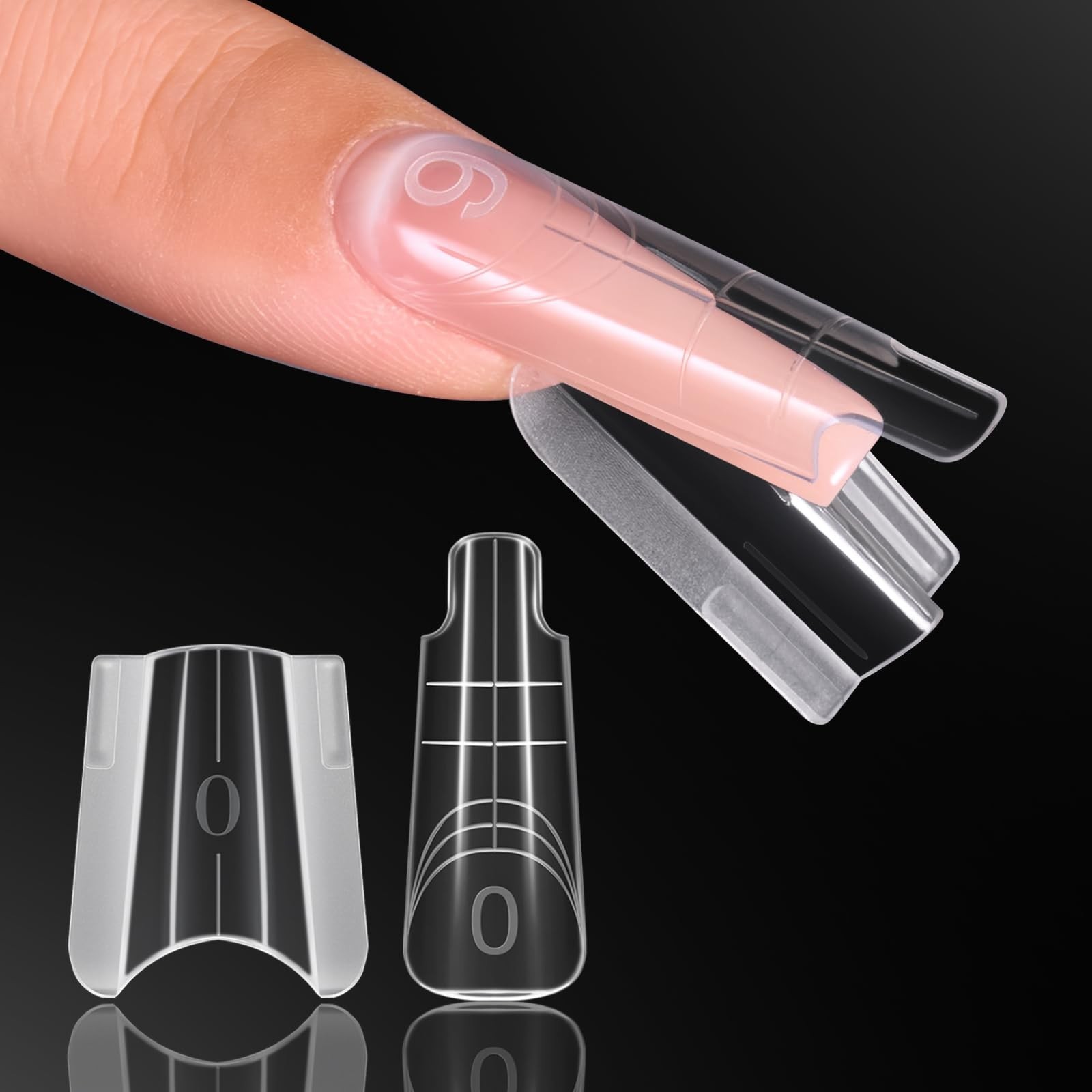 Dual Nail Forms for Builder & Poly Nail Gel Extensions, 280 PCS, Long Coffin Mol