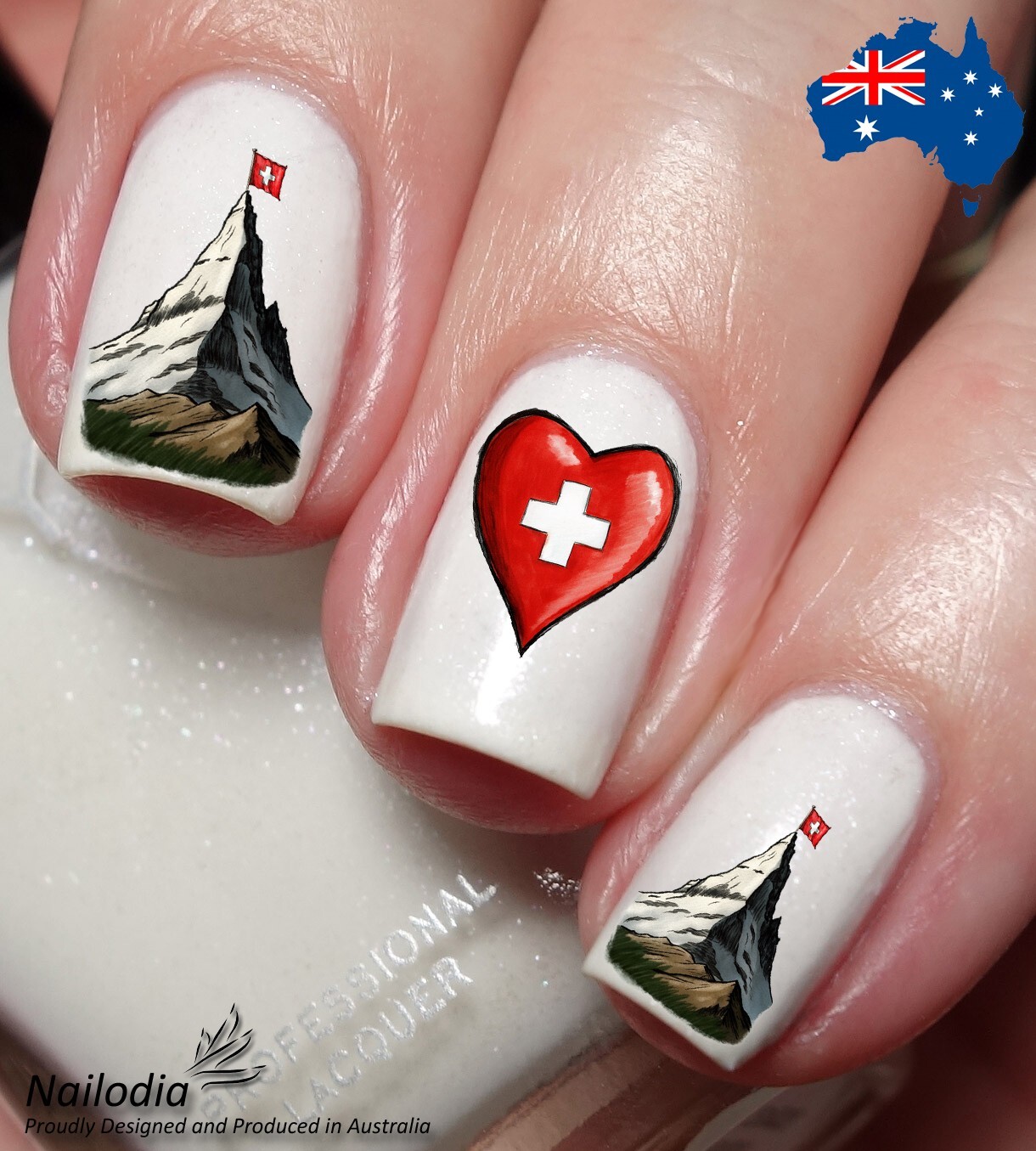 I Love Switzerland Nail Art Decal Sticker Water Transfer Slider
