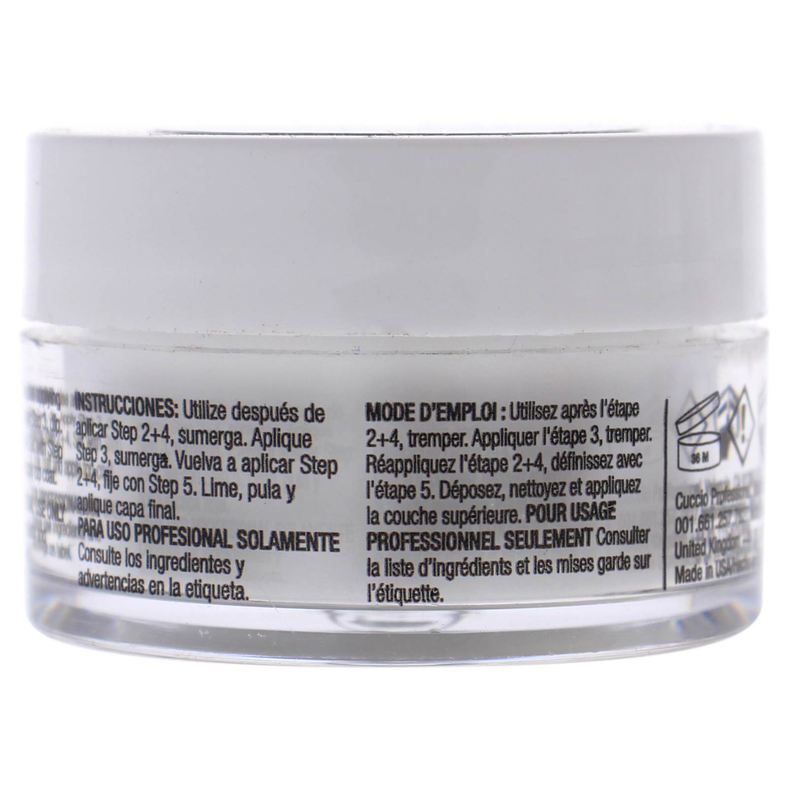 Cuccio Pro Powder Polish Nail Colour Dip System -White With Silver Mica – 0.5 oz