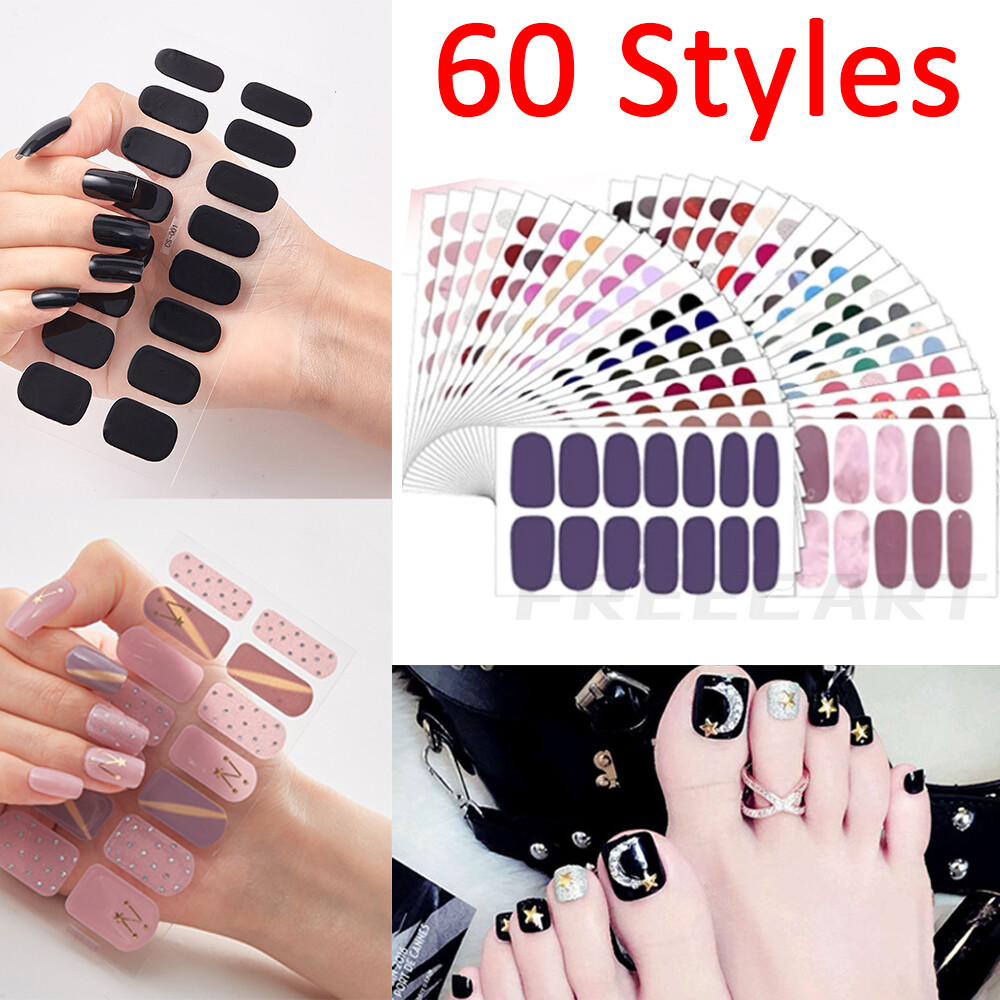 Full Size Nail Wraps Stickers Polish Toe Manicure Art Self Stick Decor 3D Decals