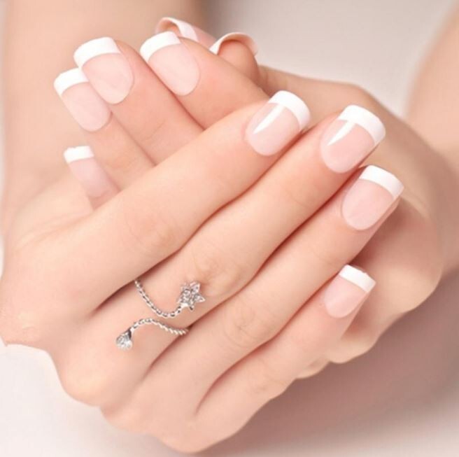 Natural Look French Nails-24 Per Set-Gel Patches Included