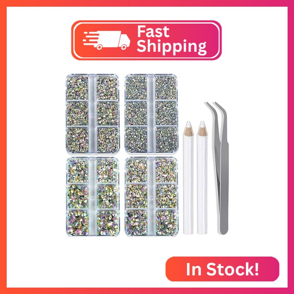 QOGIR 10000 Pieces 5 Mixed Size Clear AB Hotfix Rhinestones for Crafts Clothes N