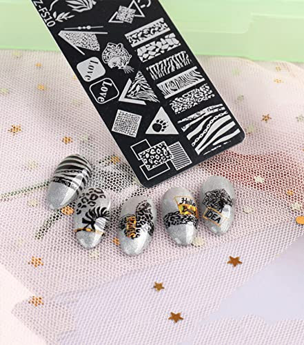 10 Pieces Nail Stamping Plate Abstract Nail Stamps Flower Geometry Snake Lace