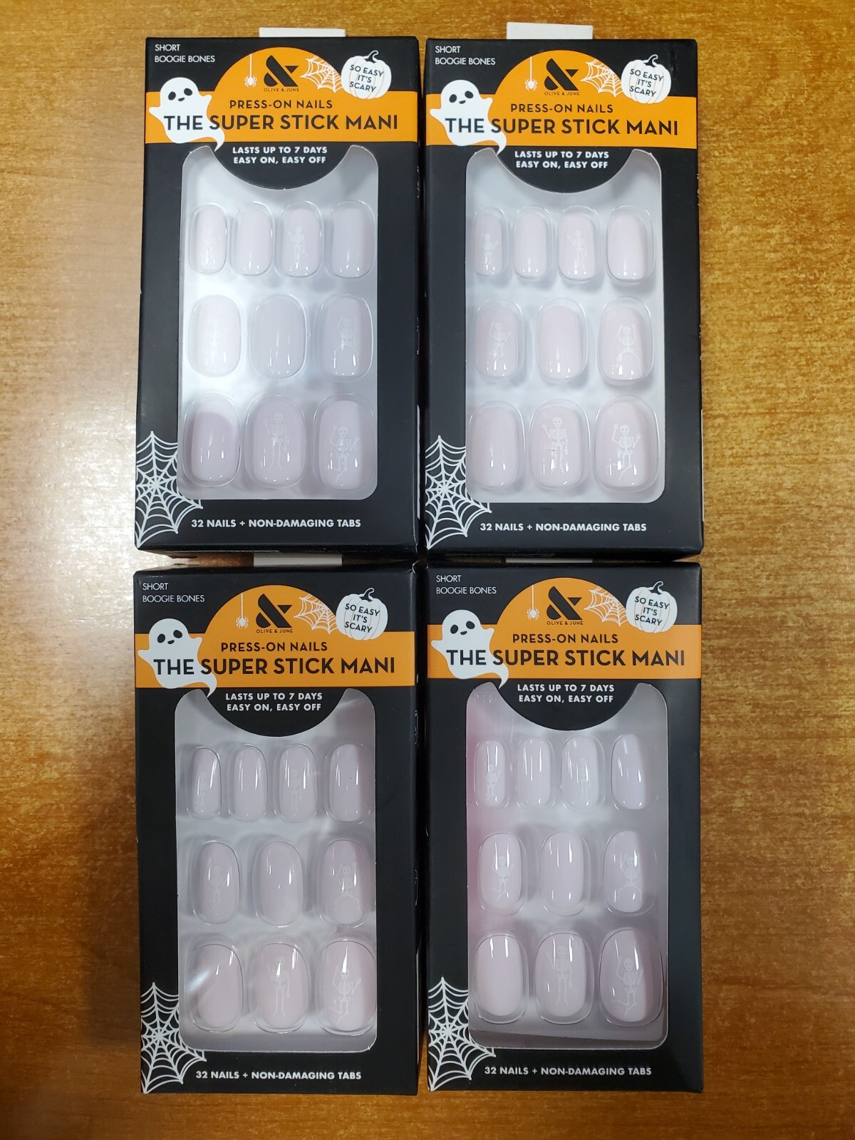 4 Pack: Olive & June Press On Nails Super Stick Mani Boogie Bones (9442) – R9P6b