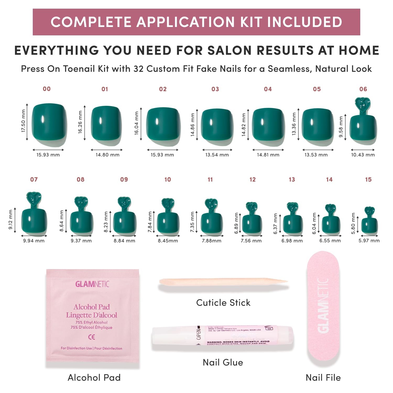Press On Toenails Natural Fake Nails | Saturated Emerald Glossy Press On Toe…