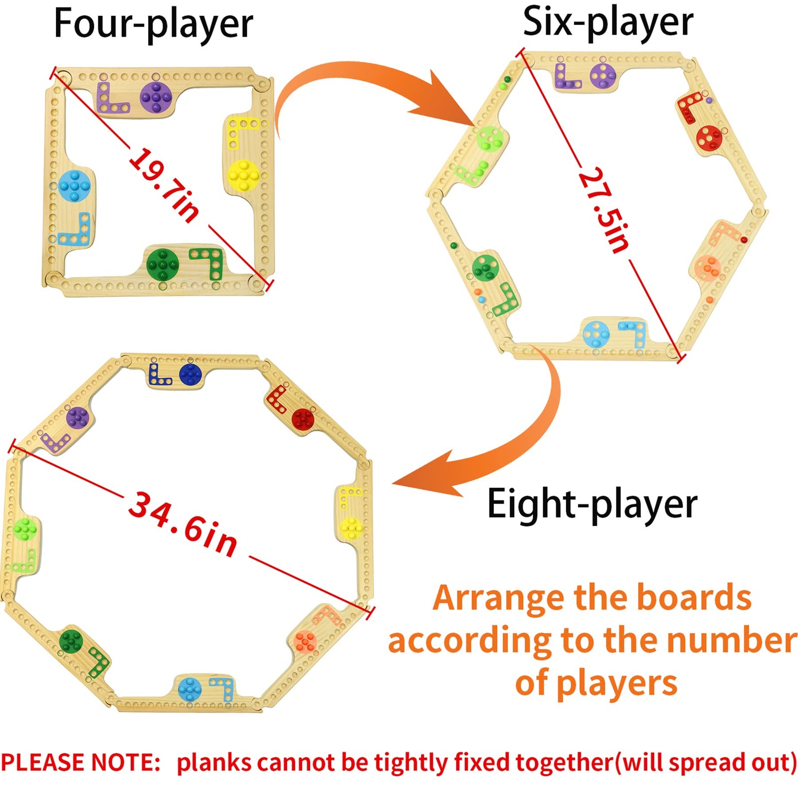 Grhonior Marbles and Jokers Board Game Pegs 8 plank, Log-8player