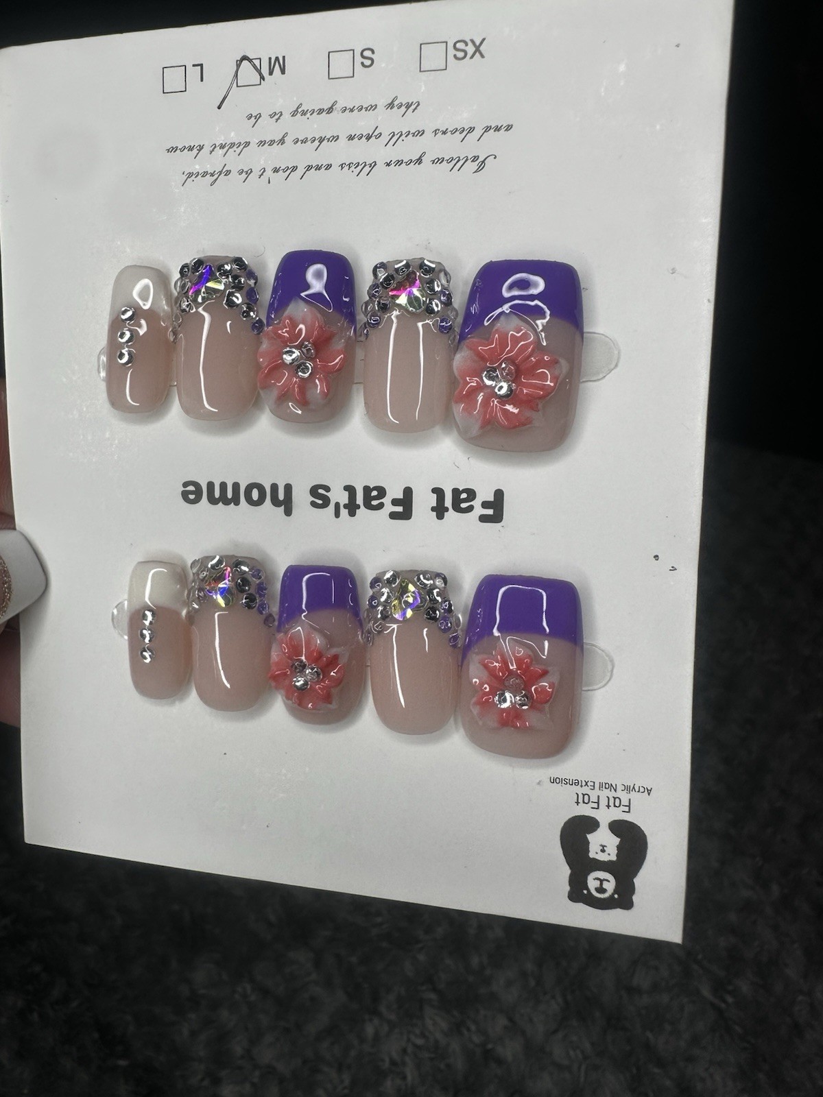 Fat Fat Press-On Nails Size Medium 2.0 Bling frenchies Fat Fat’s Home Fake