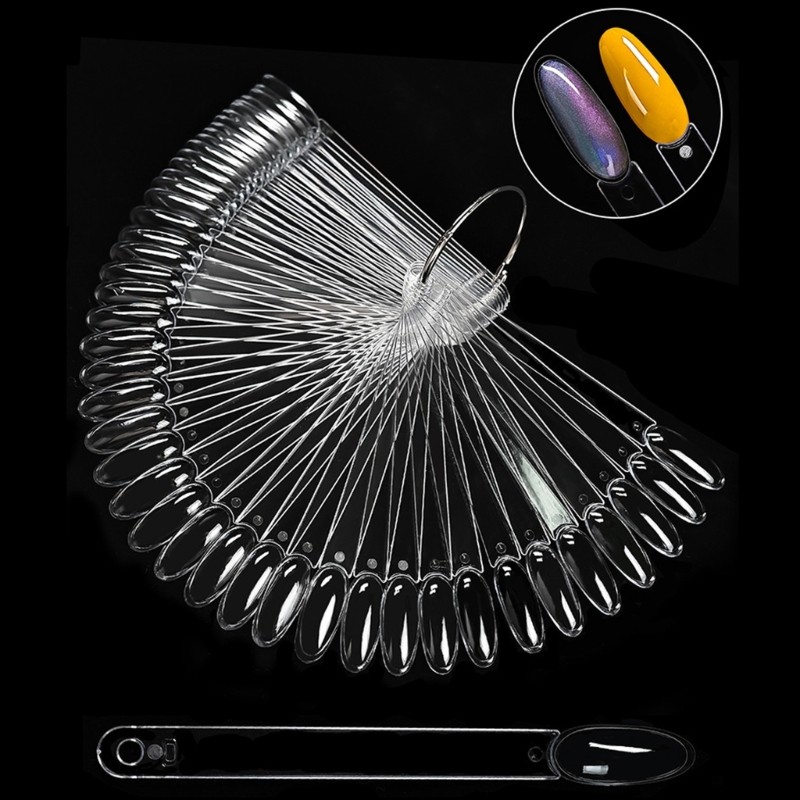 50 Pcs Clear Fan Shaped Nail Display Sticks Hair Accesory for DIY and Salon Use