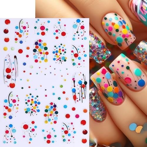 6 Sheets Christmas Balloons Nail Art Stickers Colorful Polka Dot french balloon