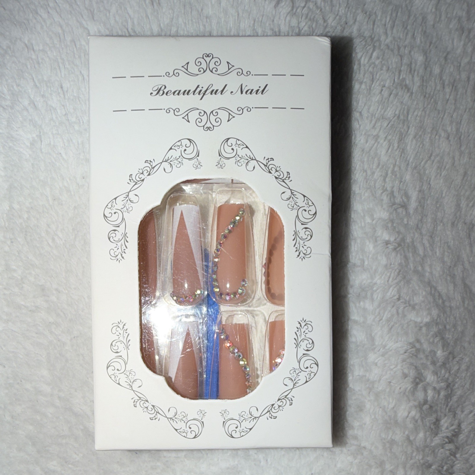 Beautiful Nail Press-On Nails Nude/Clear 3D Pre-Designed ABS Plastic