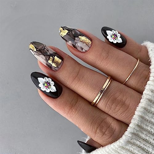 10 Pcs White Simulation Flowers Nail Charms 3D Carve Flowers Charms for Nails