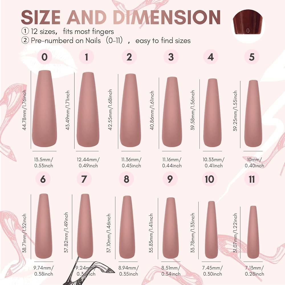 Makartt XXL Long Press-On Nail Kit, Glue-On Acrylic Nails, French Press-On Nails