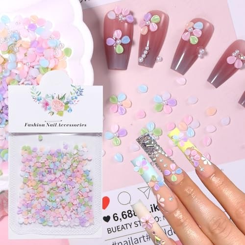 800 Pcs Flower Nail Charms, Mixed Colored Tiny Blossom Flower for S3-colored