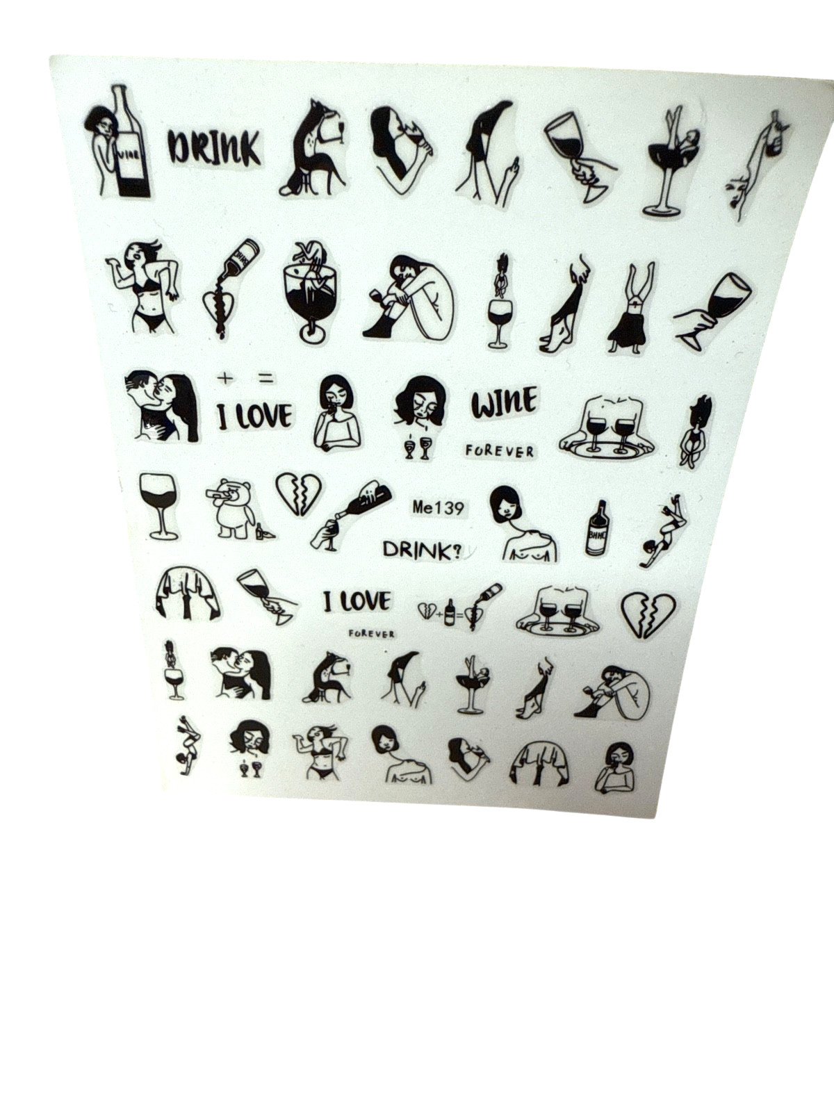 Bad Girl Nail Stickers 3 Sheets Mini Stickers Wine Florals Sexy Adult Stickers