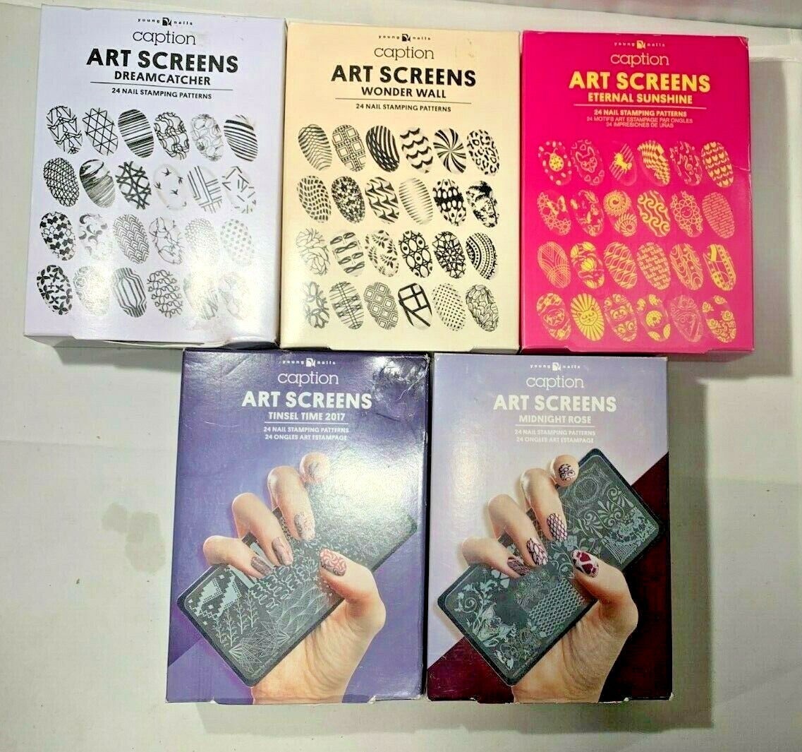 YOUNG NAILS CAPTION ART SCREENS – Nail Stamping Patterns – Multiple Styles!