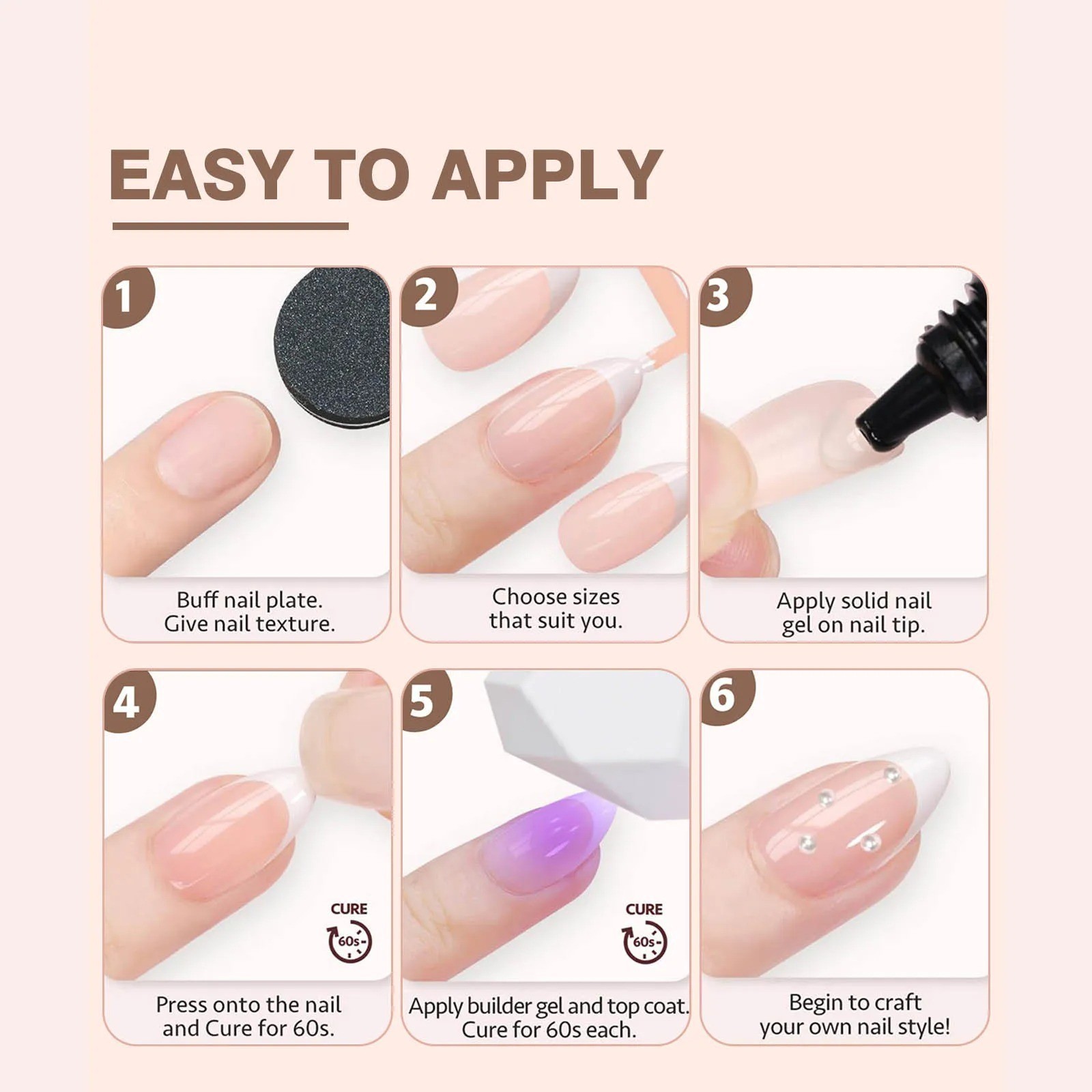 150pcs 6 Colors Fake Nail Multi-size False Nail Press On Acrylic Nails Almond Fr
