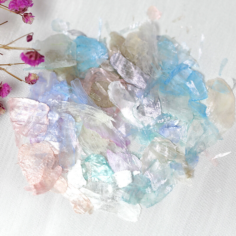 12 Grid Box – Irregular Iridescent Shell Slices Nail Art Shell Piece Painting