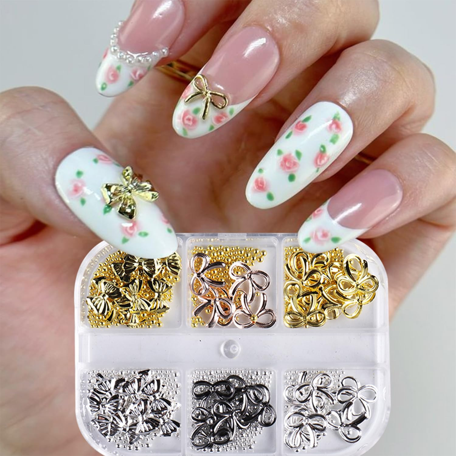 3D Metal Alloy Bow Charms for Nail Art – Gold & Silver DIY Accessories