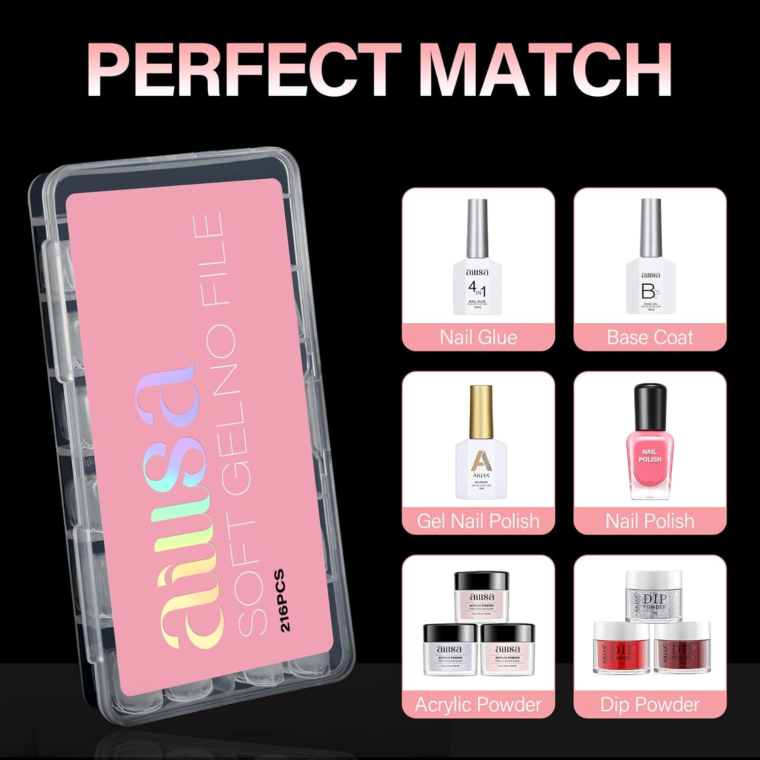 Extra Short Square Nail Tips Full Cover Clear Matte Press On False Nails 216 Pcs