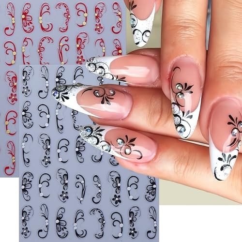 6PCS Flower Nail Art Stickers 3D Self-Adhesive Hawaiian Flowers Nail hibiscus
